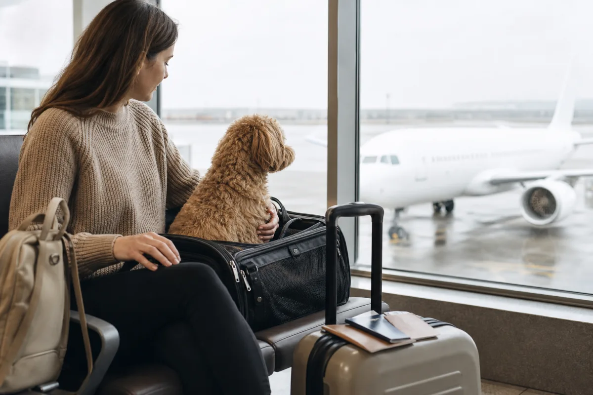 Praktisk reseförberedelse med bagage och resehandlingar för artikeln Hund i kabinen: viktgränser, väskmått och regler per flygbolag