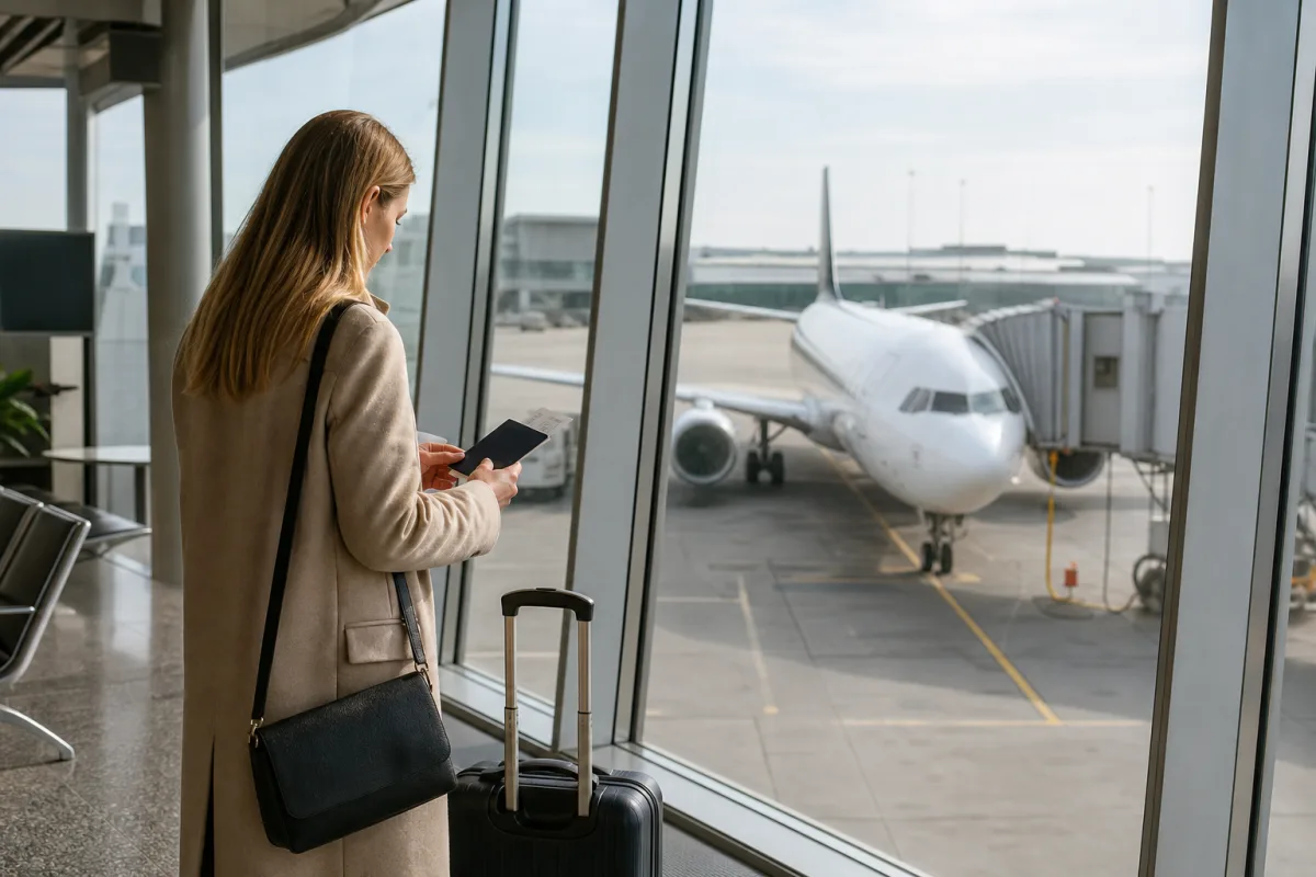Generiskt flygplan vid gate utan flygbolagslogotyper för artikeln Norwegian flygbolag: incheckning, boardingtider och bagage