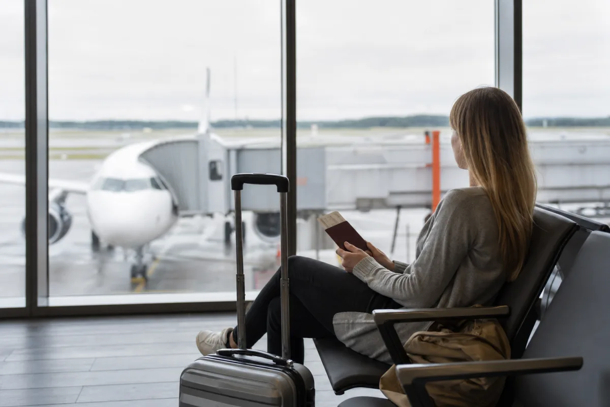 Generisk resesituation med kabinväska och resehandlingar för artikeln Sportutrustning på flyget: så fungerar specialbagage