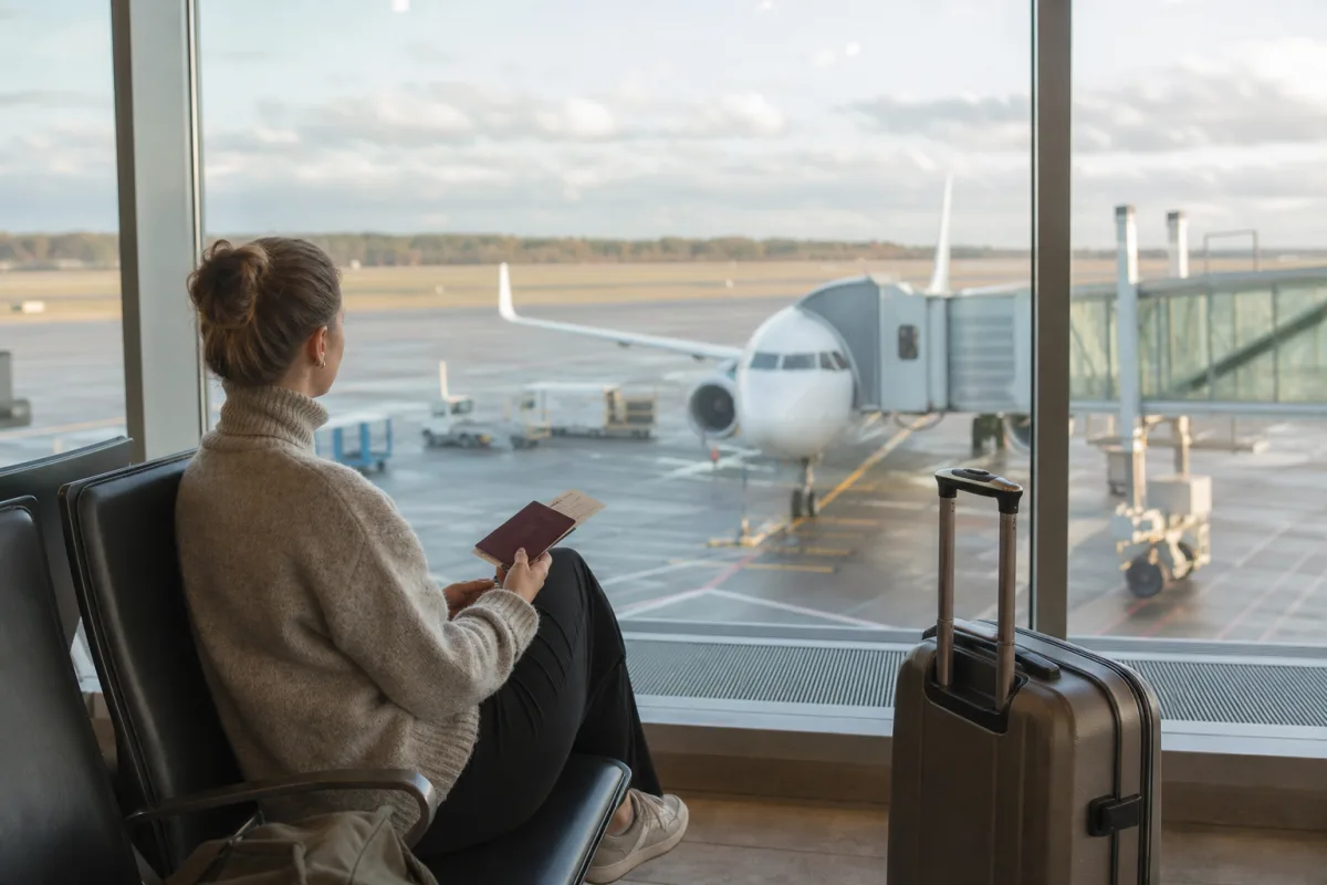 Generiskt flygplan vid gate utan flygbolagslogotyper för artikeln Star Alliance – vad alliansen betyder för din resa